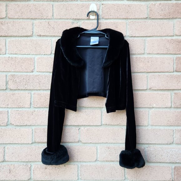 Perfectly Dressed Girls 8 Velvet Bolero Faux Fur Trim - Picture 1 of 9